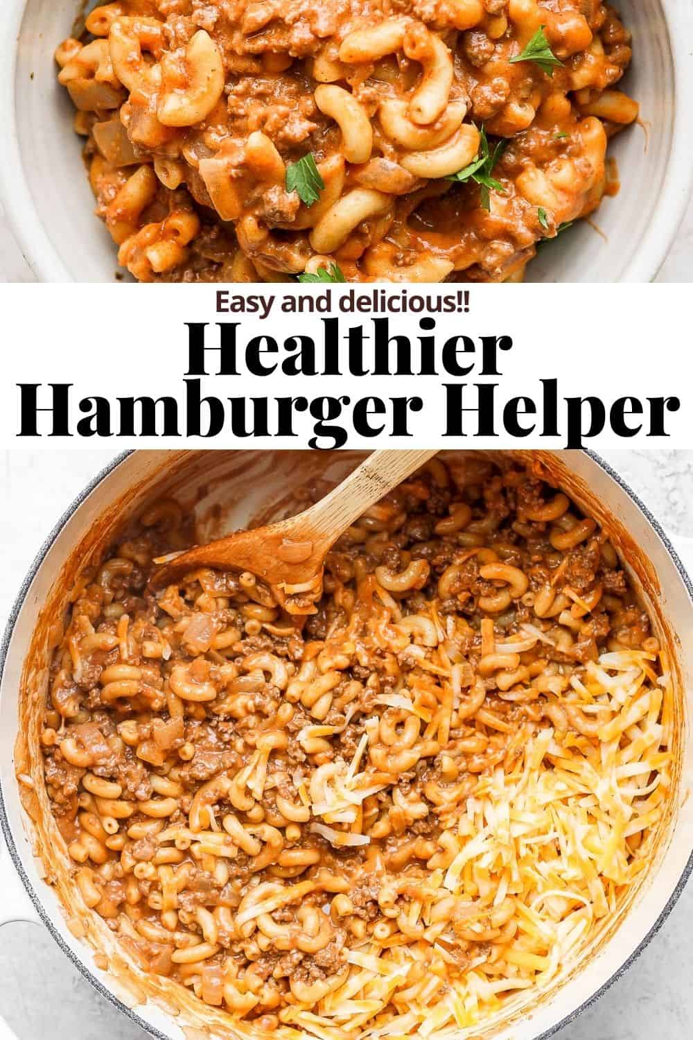 Pinterest image for healthy hamburger helper.