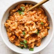 Bowl of Healthier Hamburger Helper.