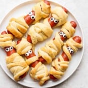 Plate of hot dug mummies.