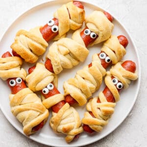 Plate of hot dug mummies.