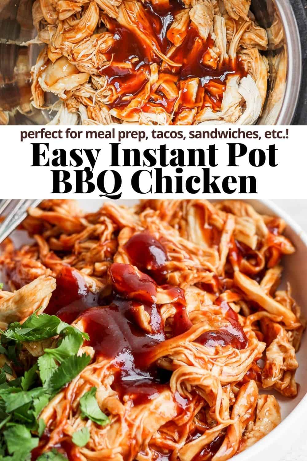 Pinterest image for instant pot bbq chicken.