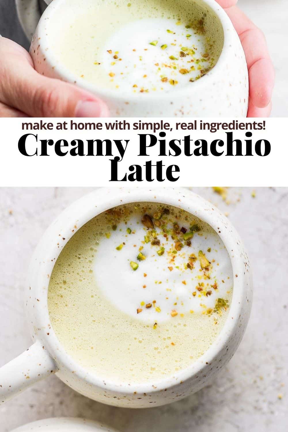 Pinterest image for a pistachio latte.