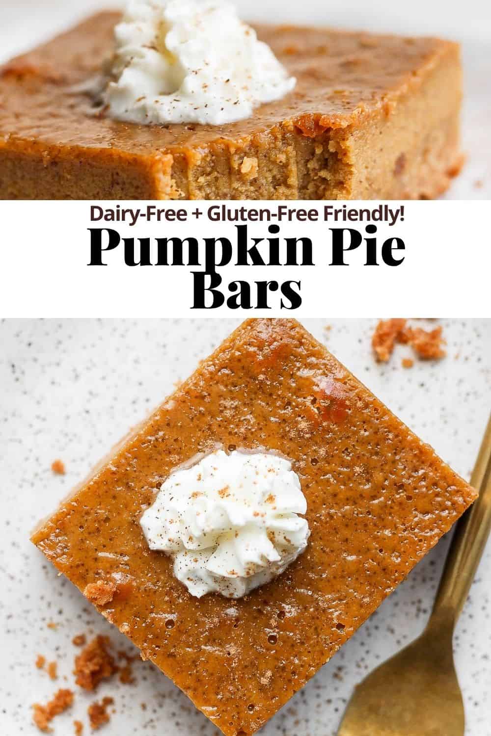 Pinterest image for pumpkin pie bars.
