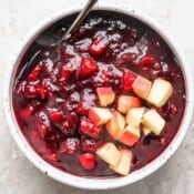 Bowl of Apple Cranberry Sauce.