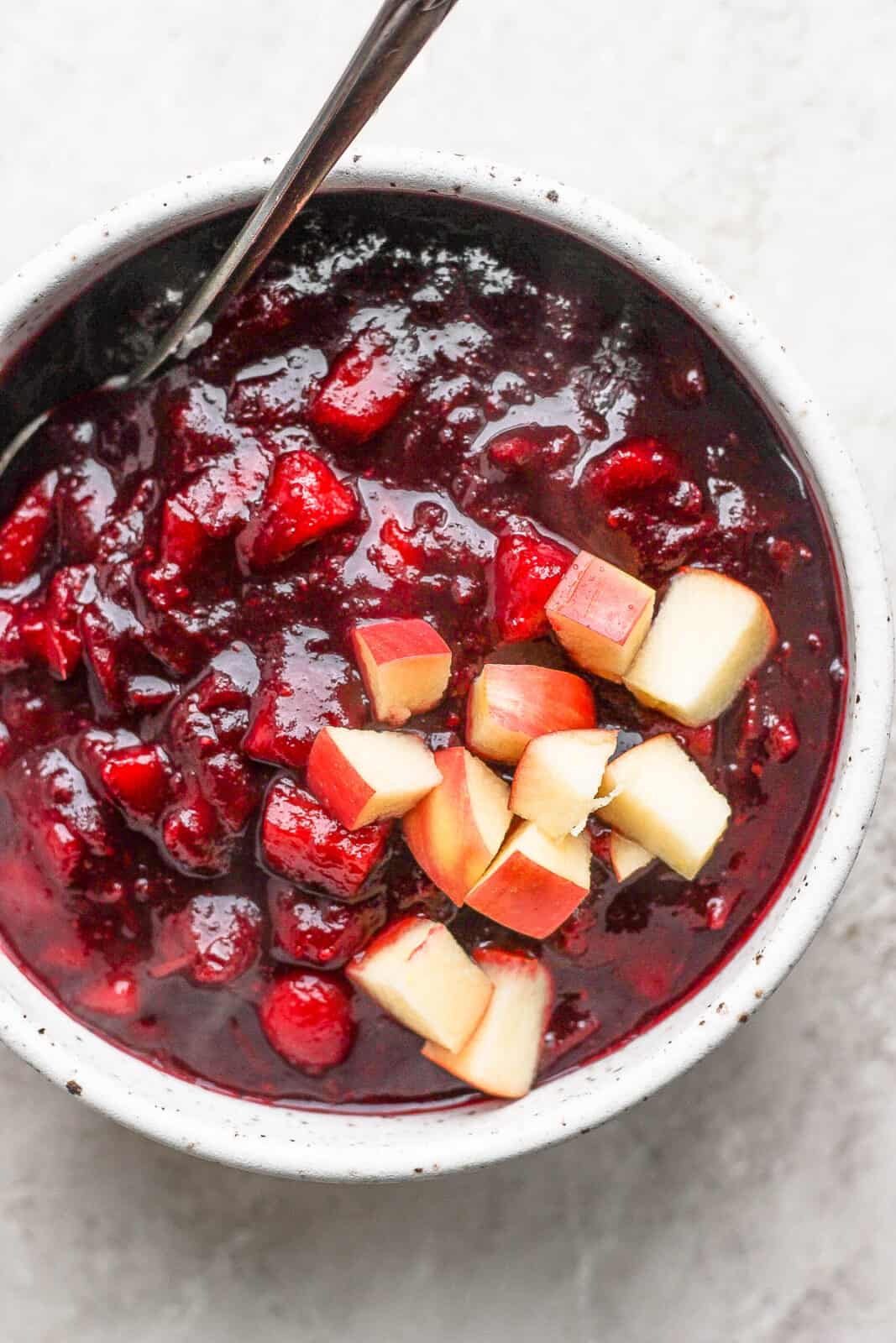 Apple cranberry sauce in a bowl.