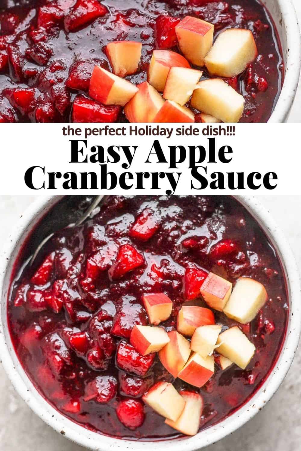 Pinterest image for apple cranberry sauce.