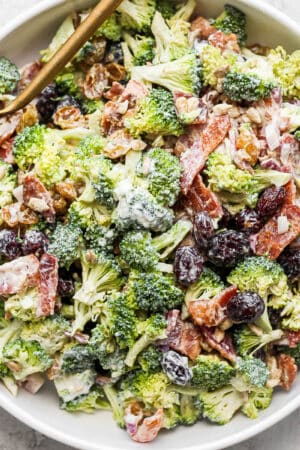 Bowl of Broccoli Bacon Salad.
