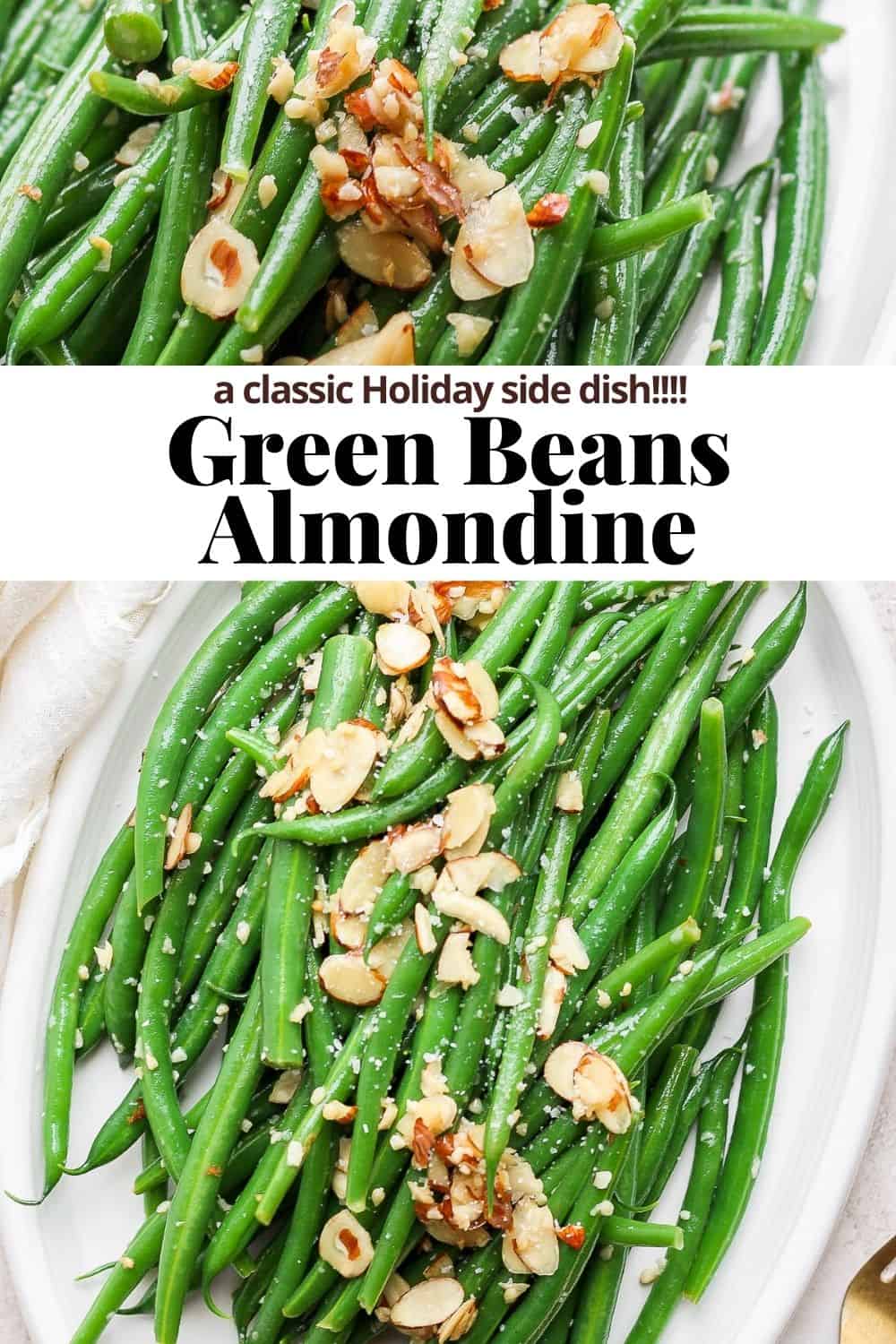 Pinterest image for green bean almondine.