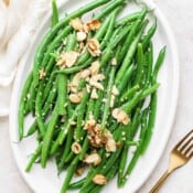 Platter of green beans almondine.