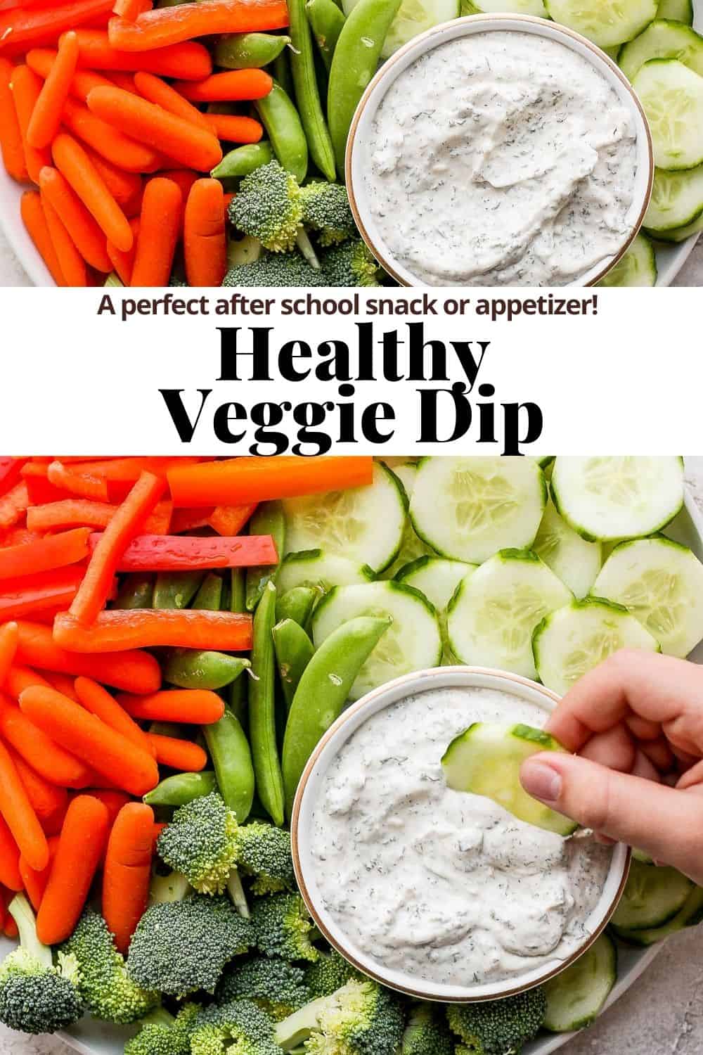 Pinterest image for healthy veggie dip.