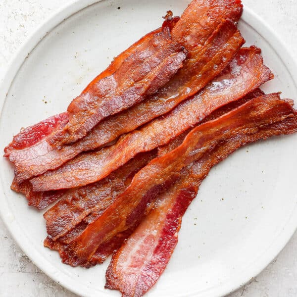 Plate of oven baked bacon.