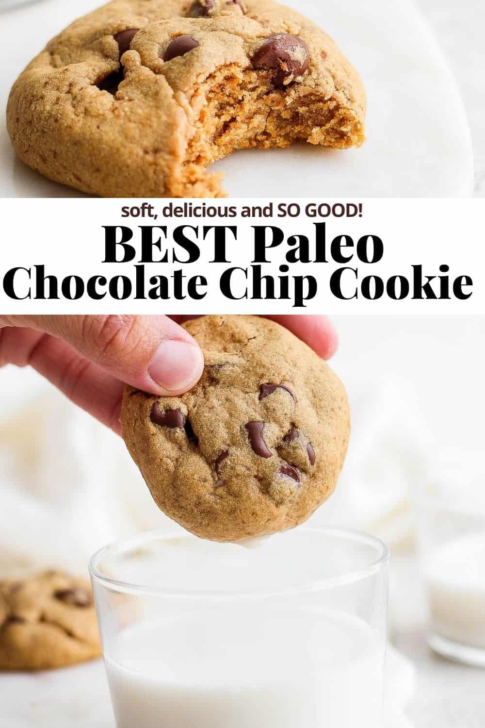 Pinterest image for paleo chocolate chip cookies.