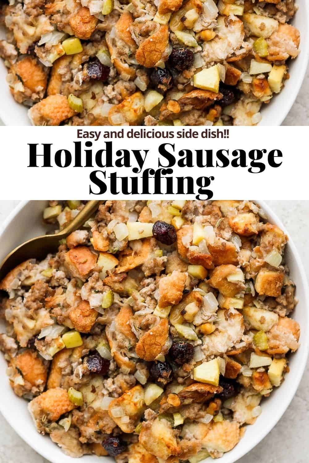 Pinterest image for sausage stuffing.