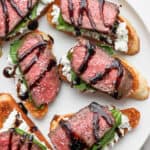 Plate of steak crostini.