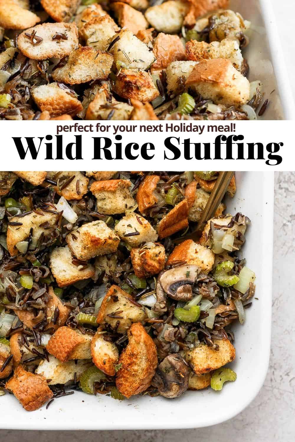 Pinterest image for wild rice stuffing.