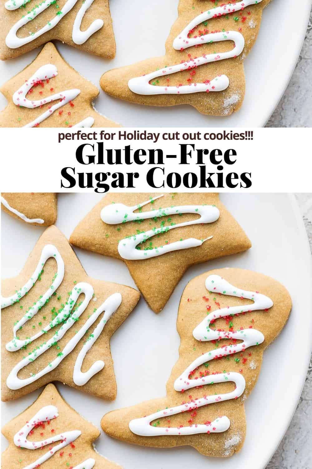Pinterest image for gluten free sugar cookies.