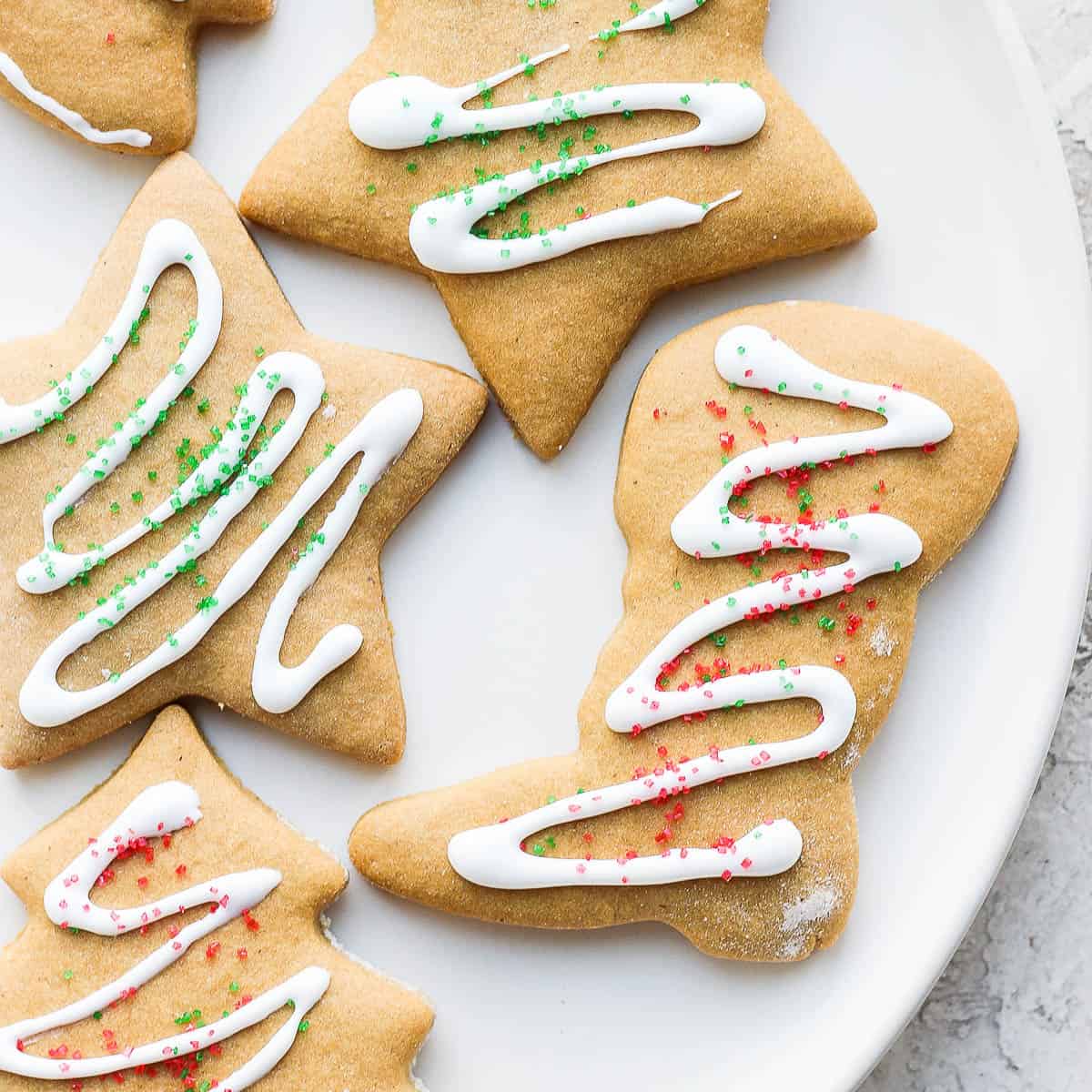 A plate of gluten free sugar cookies.