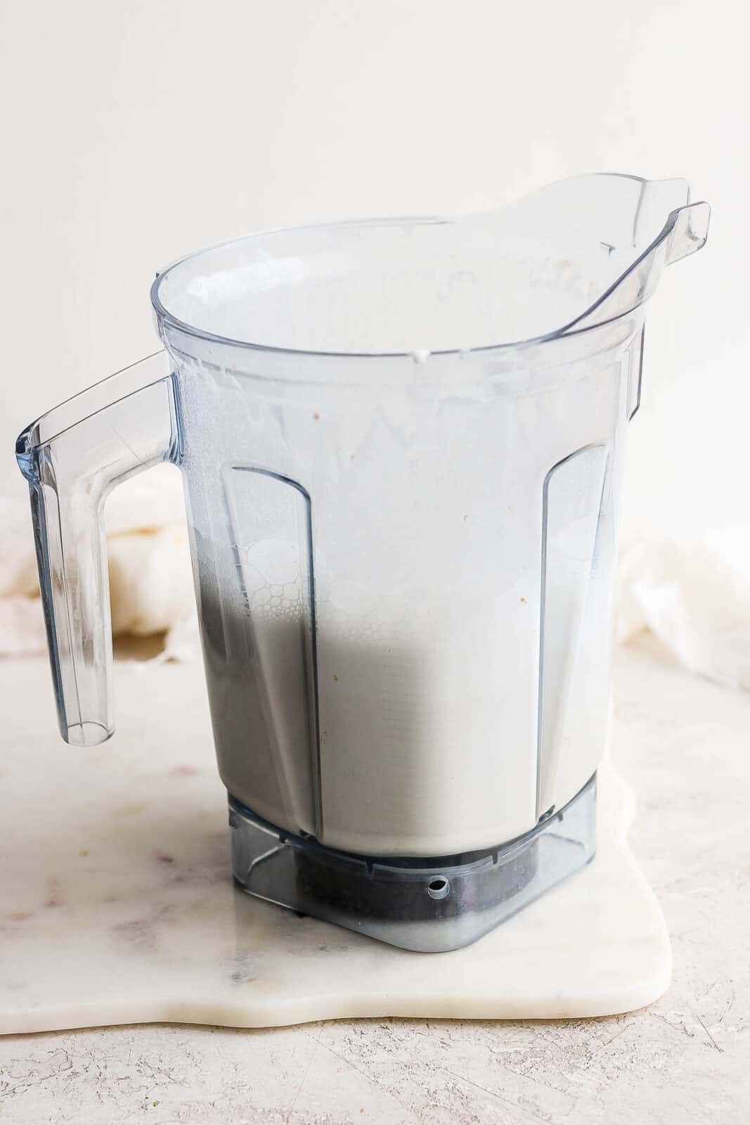 Cashew milk in a blender.