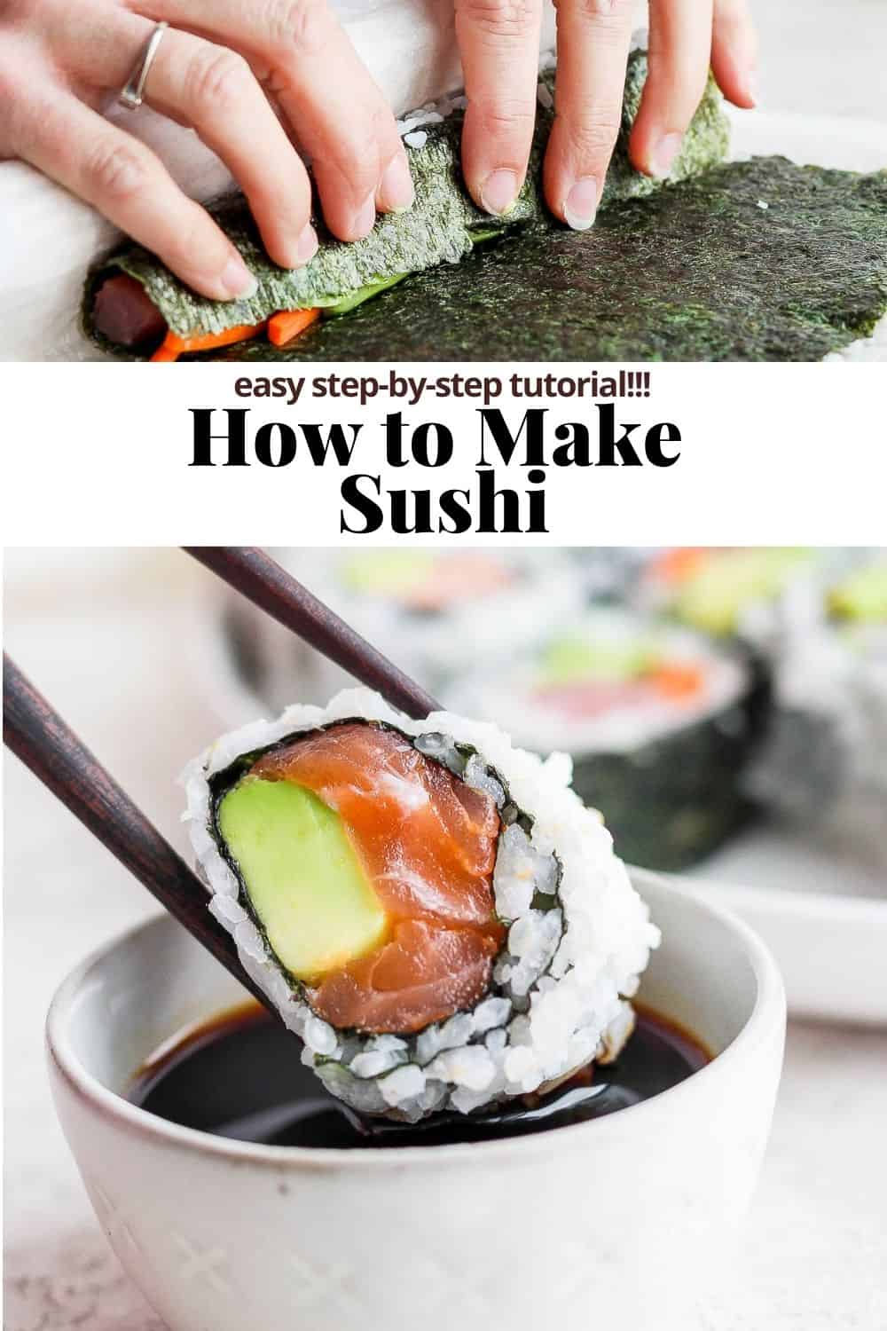 Pinterest image for how to make sushi.