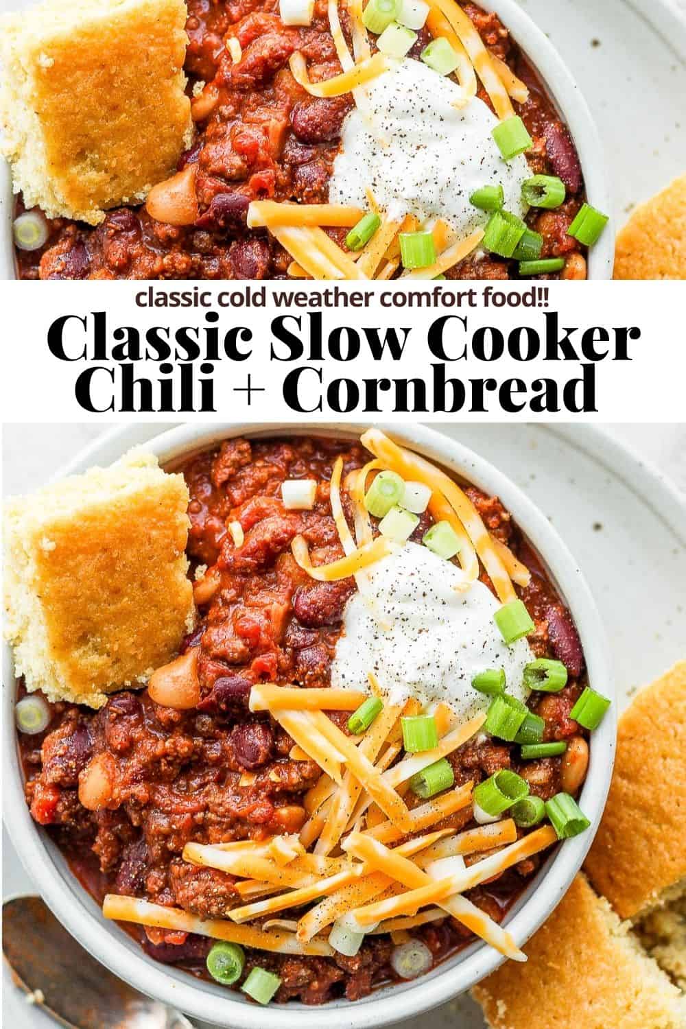 Pinterest image for slow cooker chili.