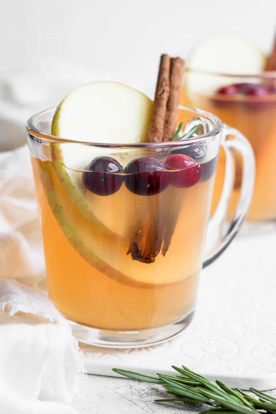 A glass of spiked apple cider.