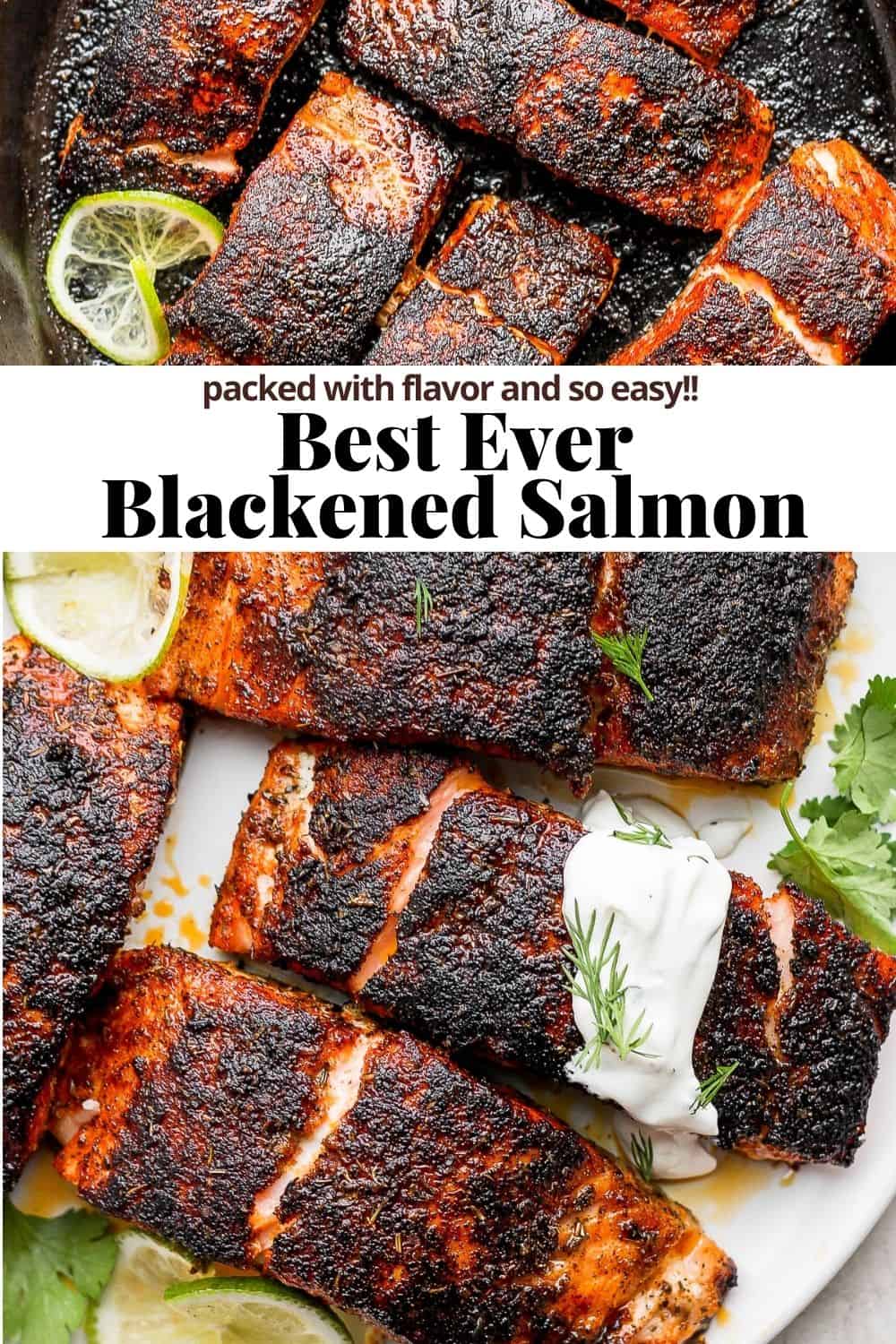 Pinterest image for blackened salmon.