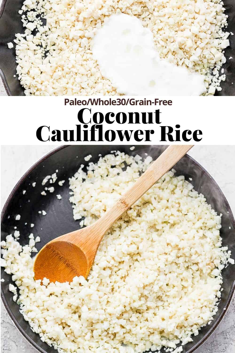 Pinterest image for coconut cauliflower rice.
