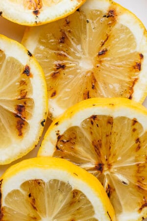 Plate of grilled lemons.