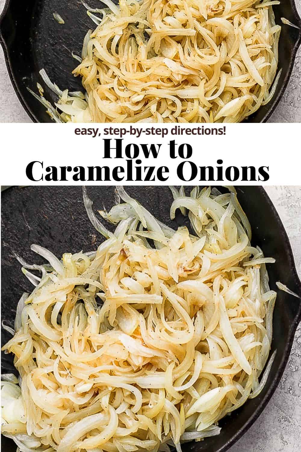 Pinterest image for how to caramelize onions.