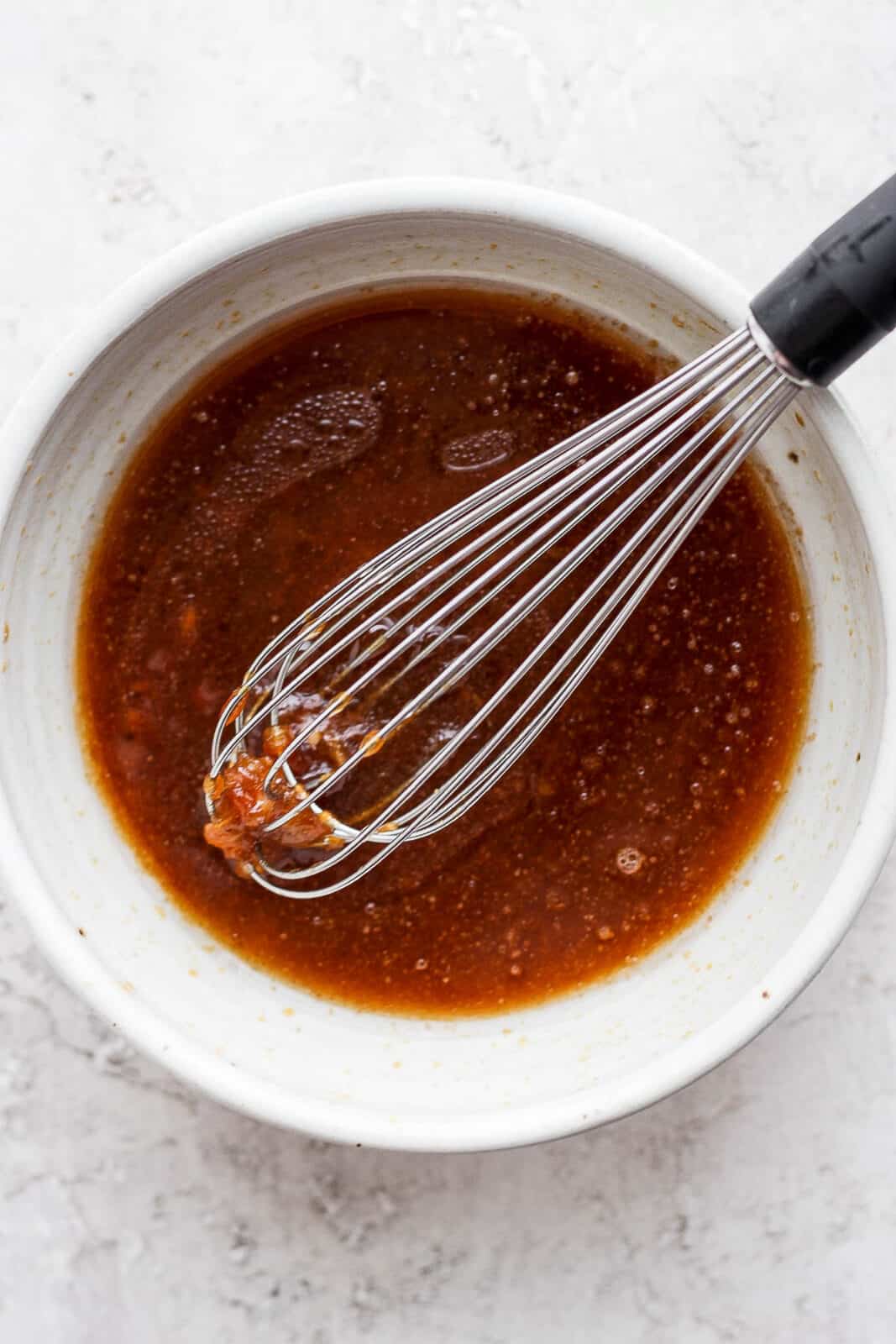 Marinade in a bowl after whisking.