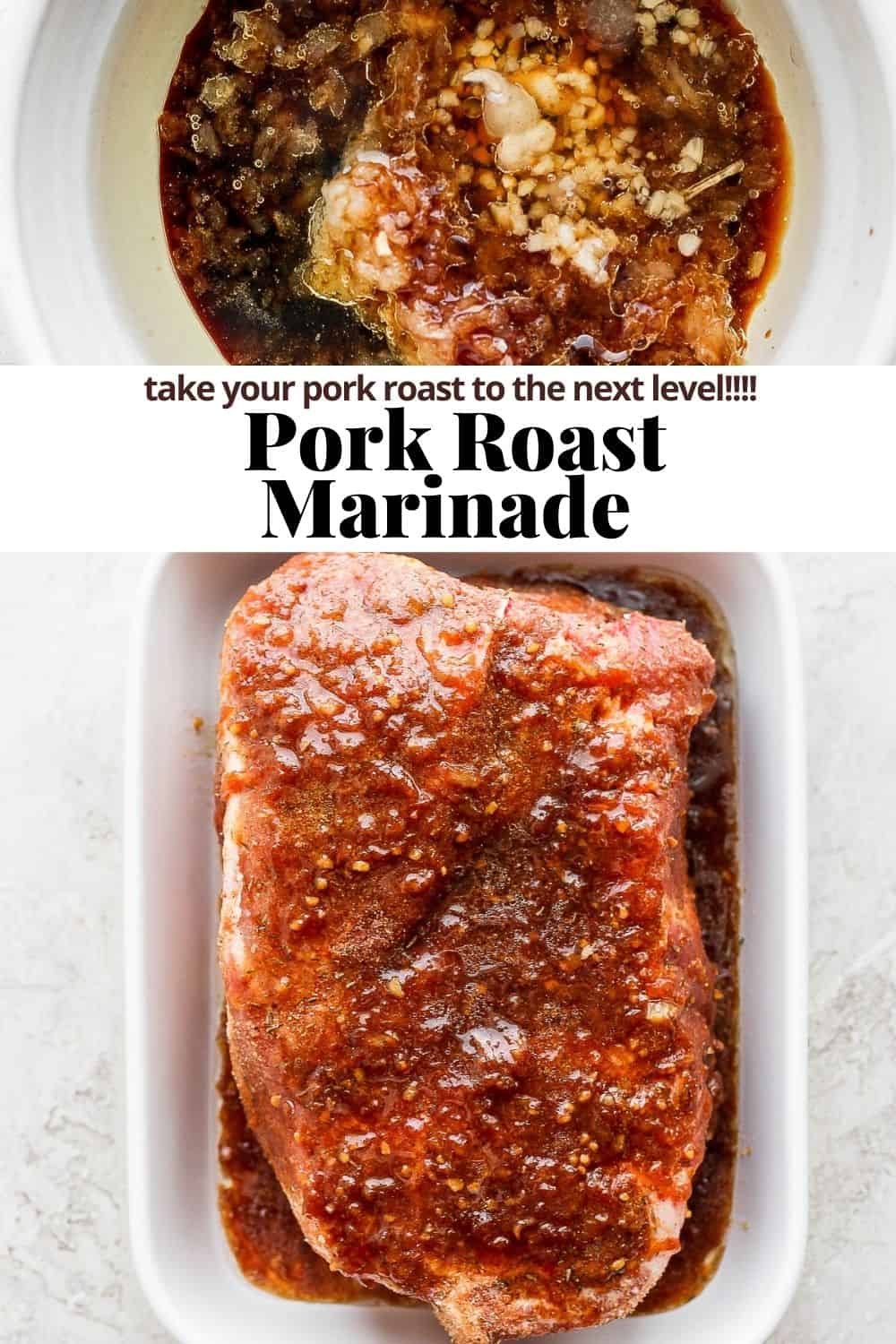 Pinterest image for pork roast marinade.