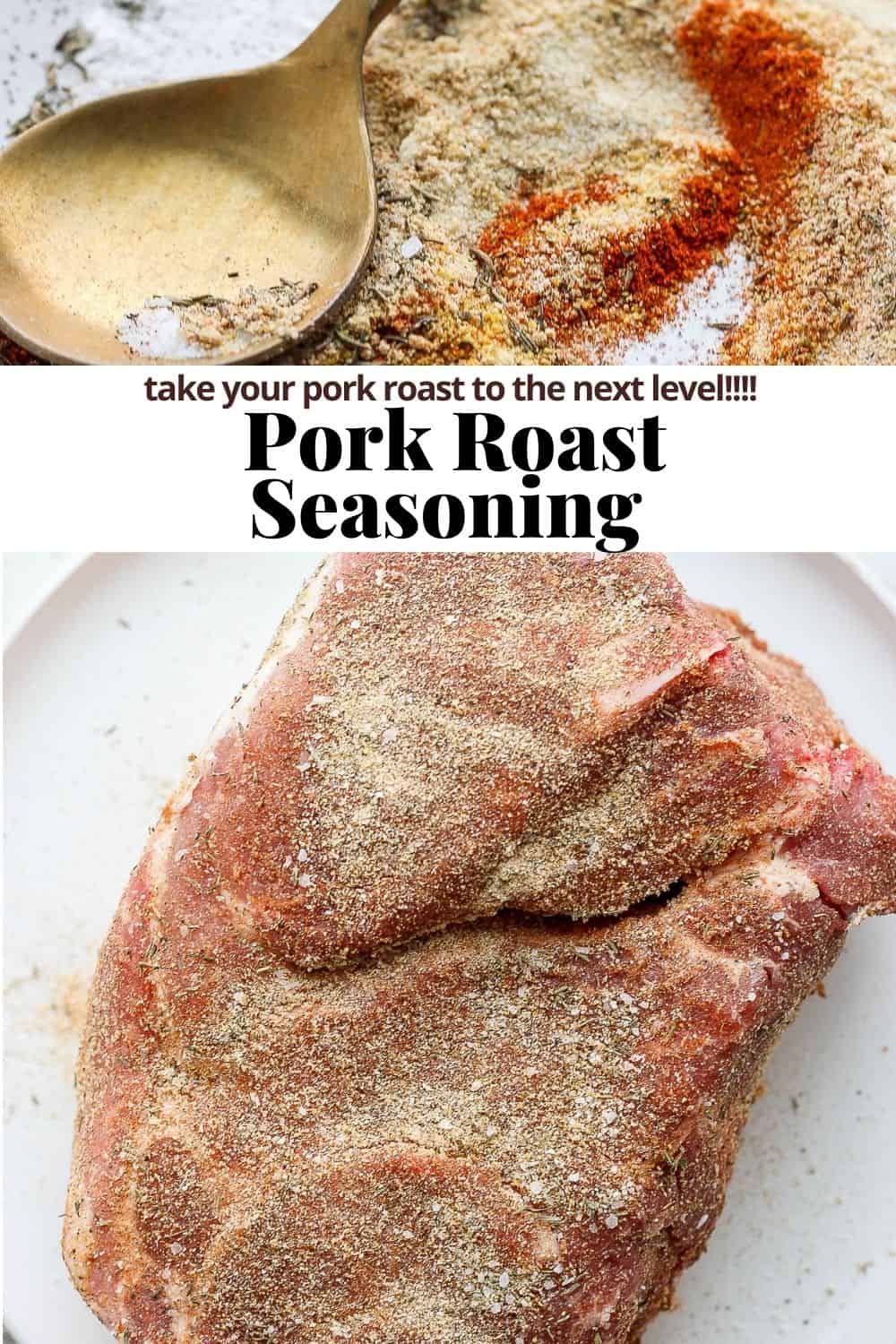 Pinterest image for pork roast seasoning.
