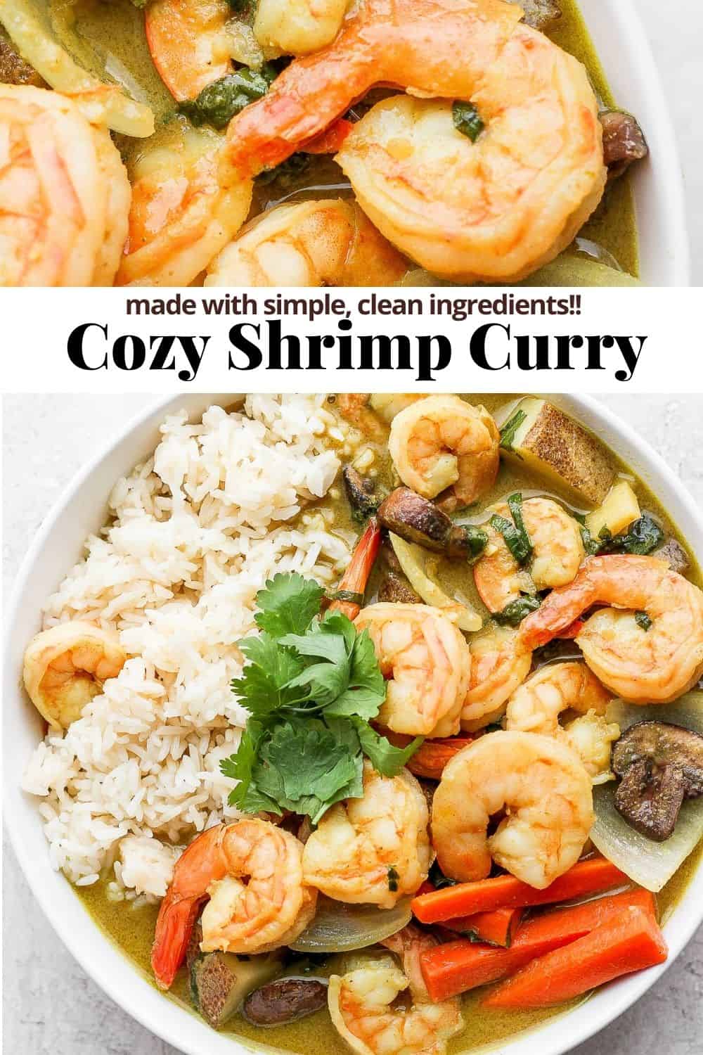 Pinterest image for shrimp curry.