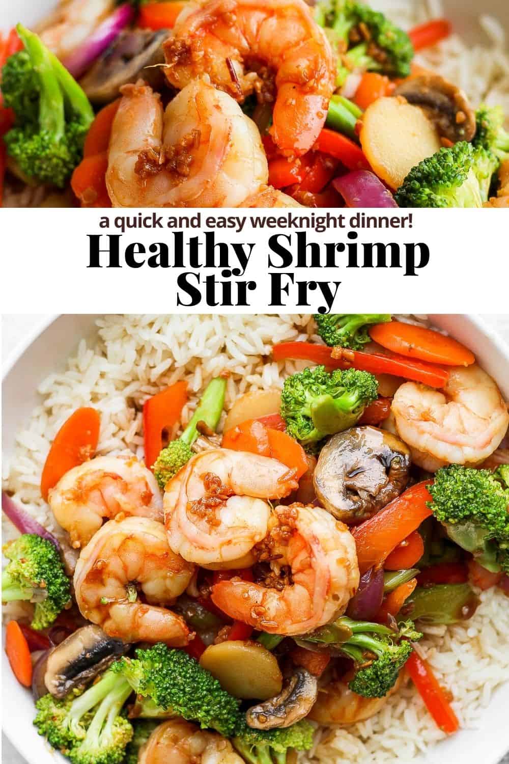 Pinterest image for shrimp stir fry.