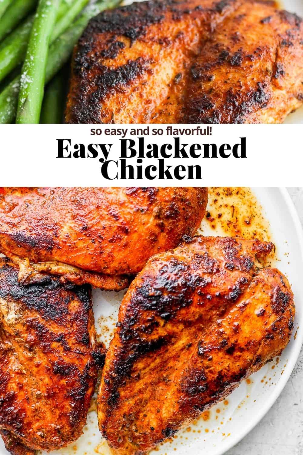Pinterest image for blackened chicken.