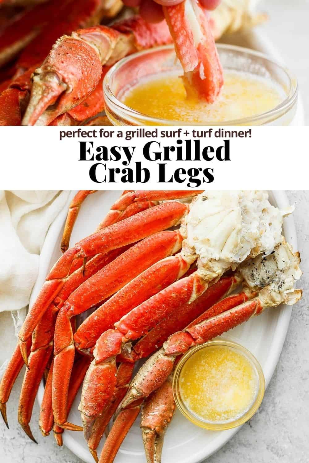 Pinterest image for grilled crab legs.
