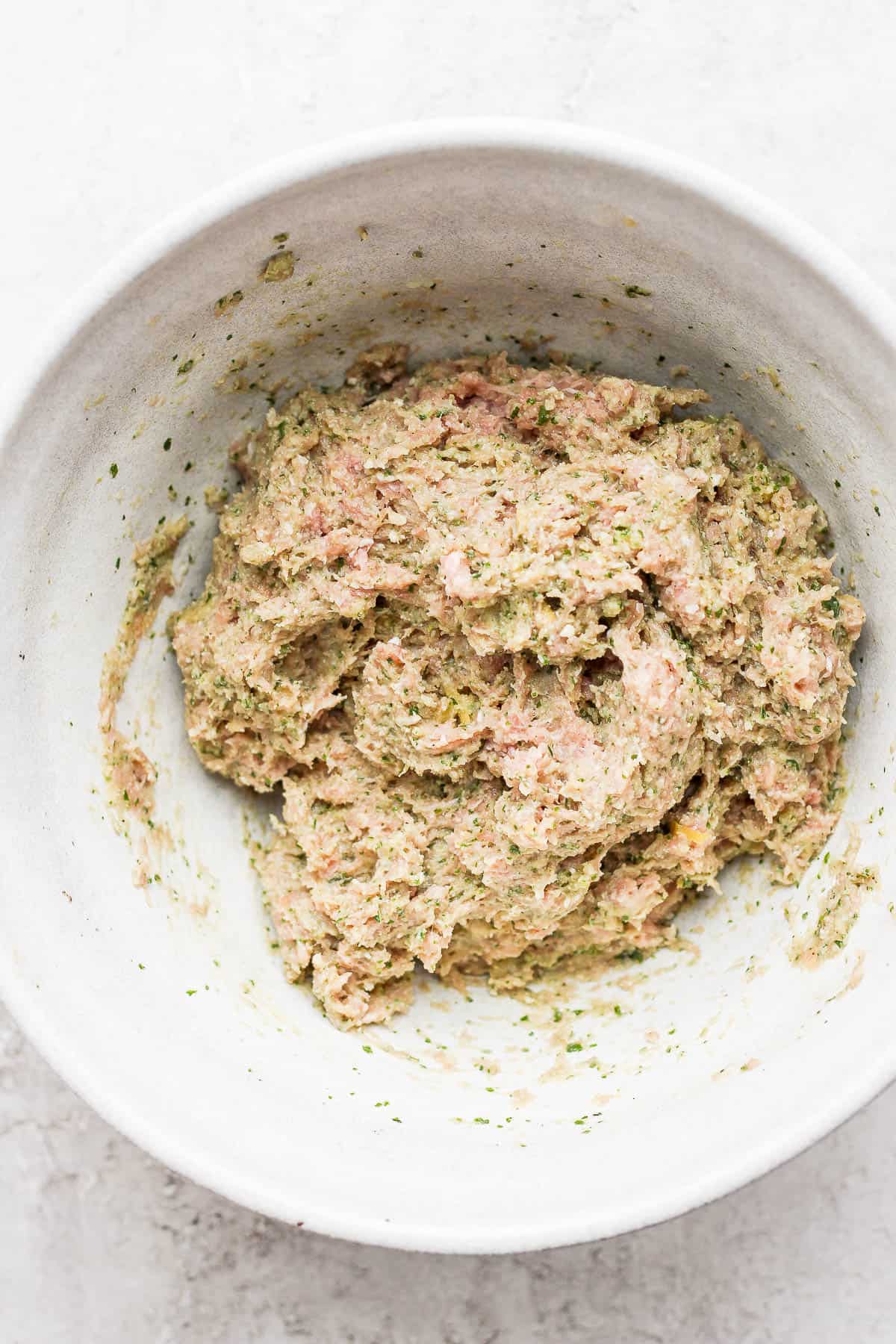 Bowl of ingredients mixed up. 