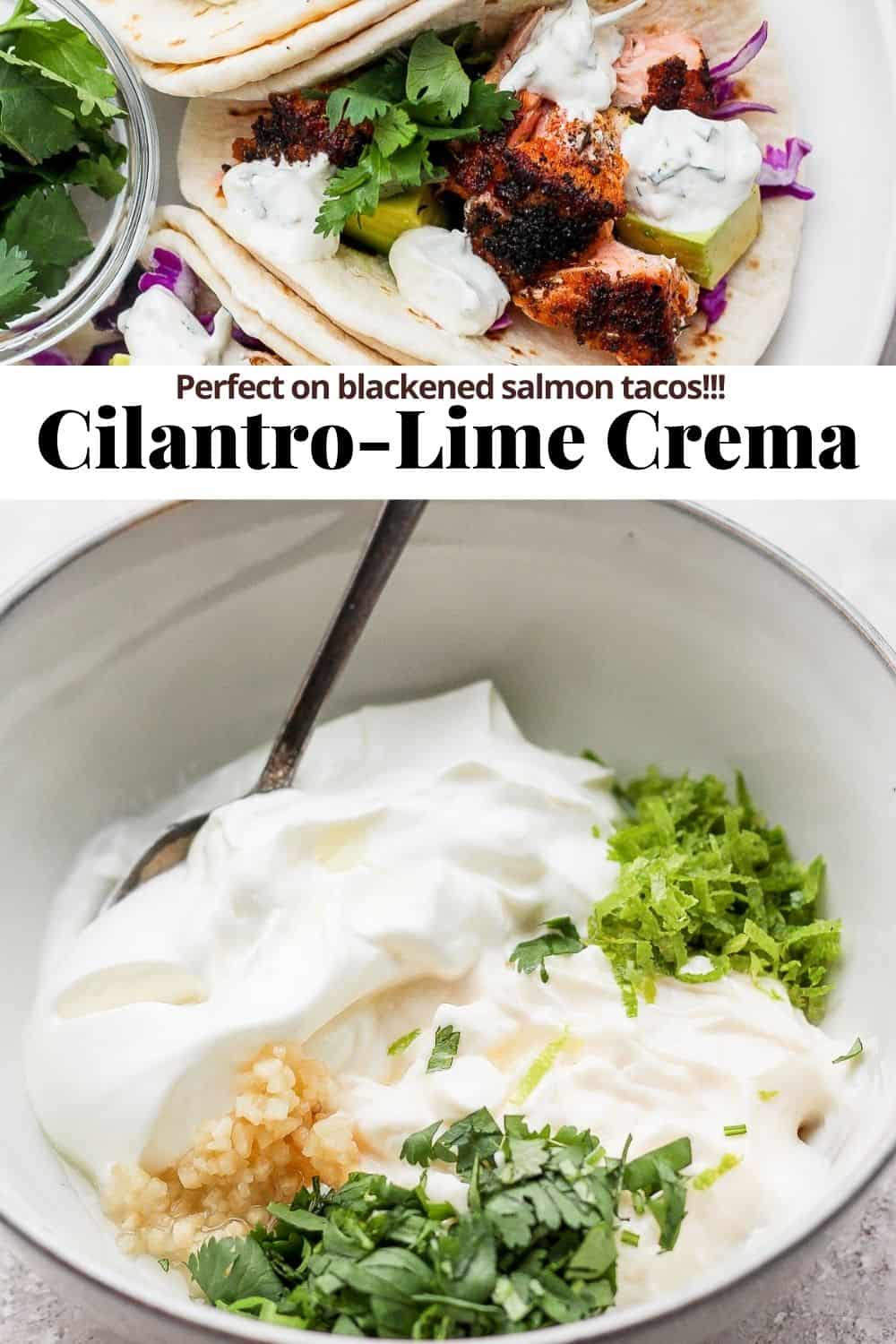 Pinterest image for cilantro-lime crema.