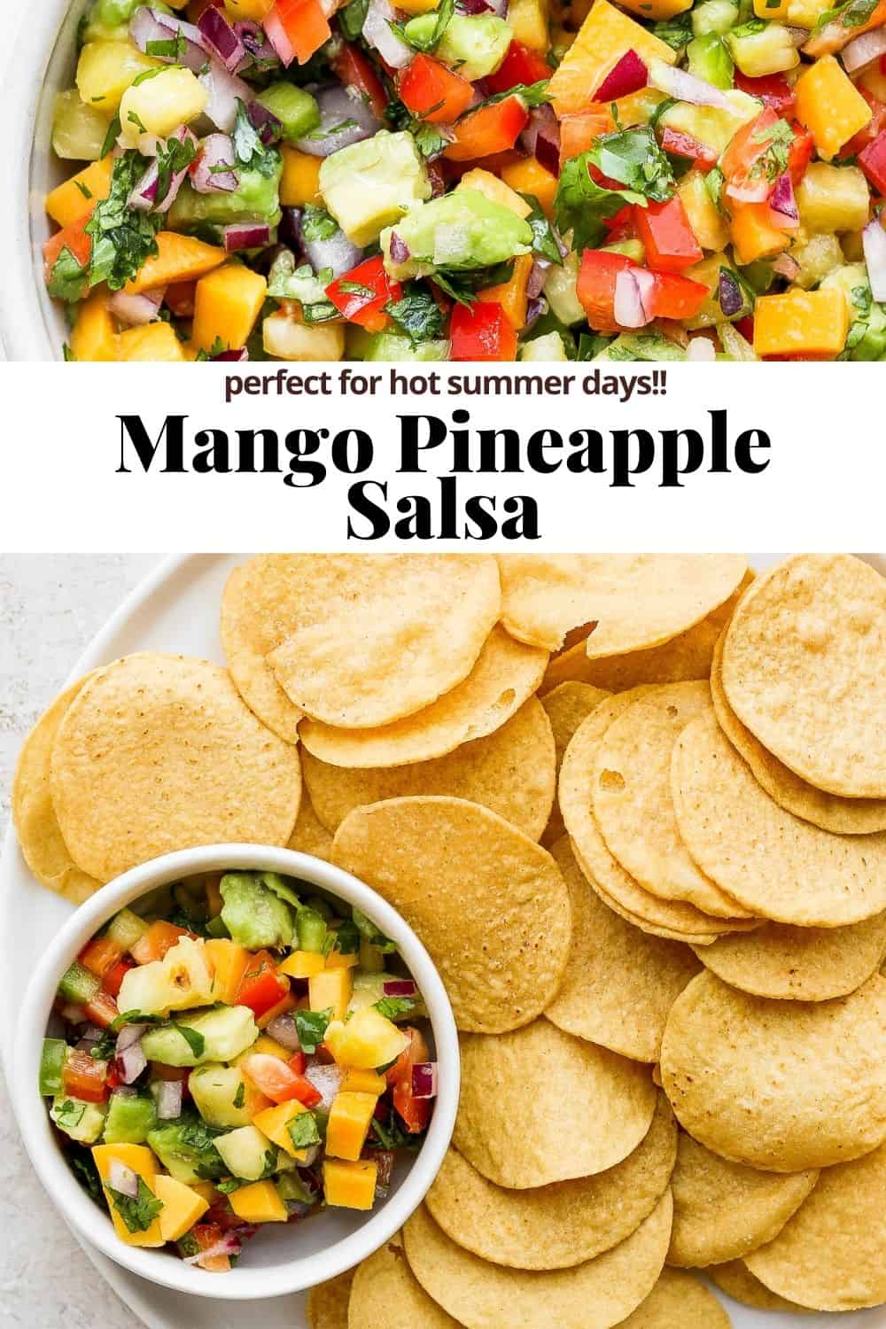 Pinterest image for mango pineapple salsa.