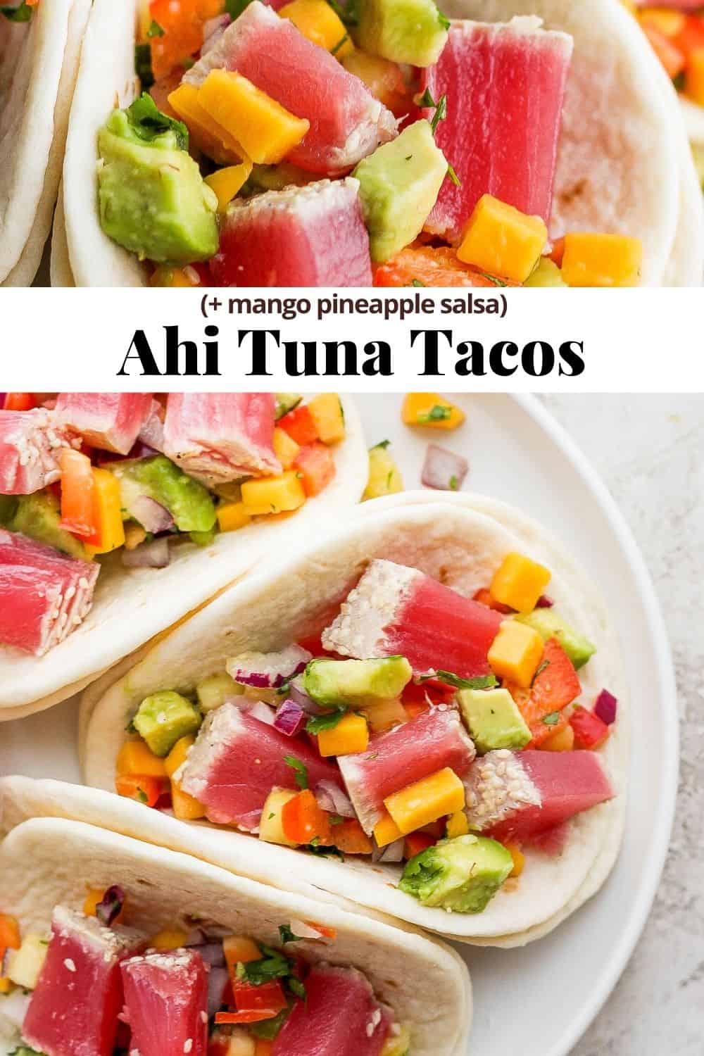 Pinterest image for ahi tuna tacos.