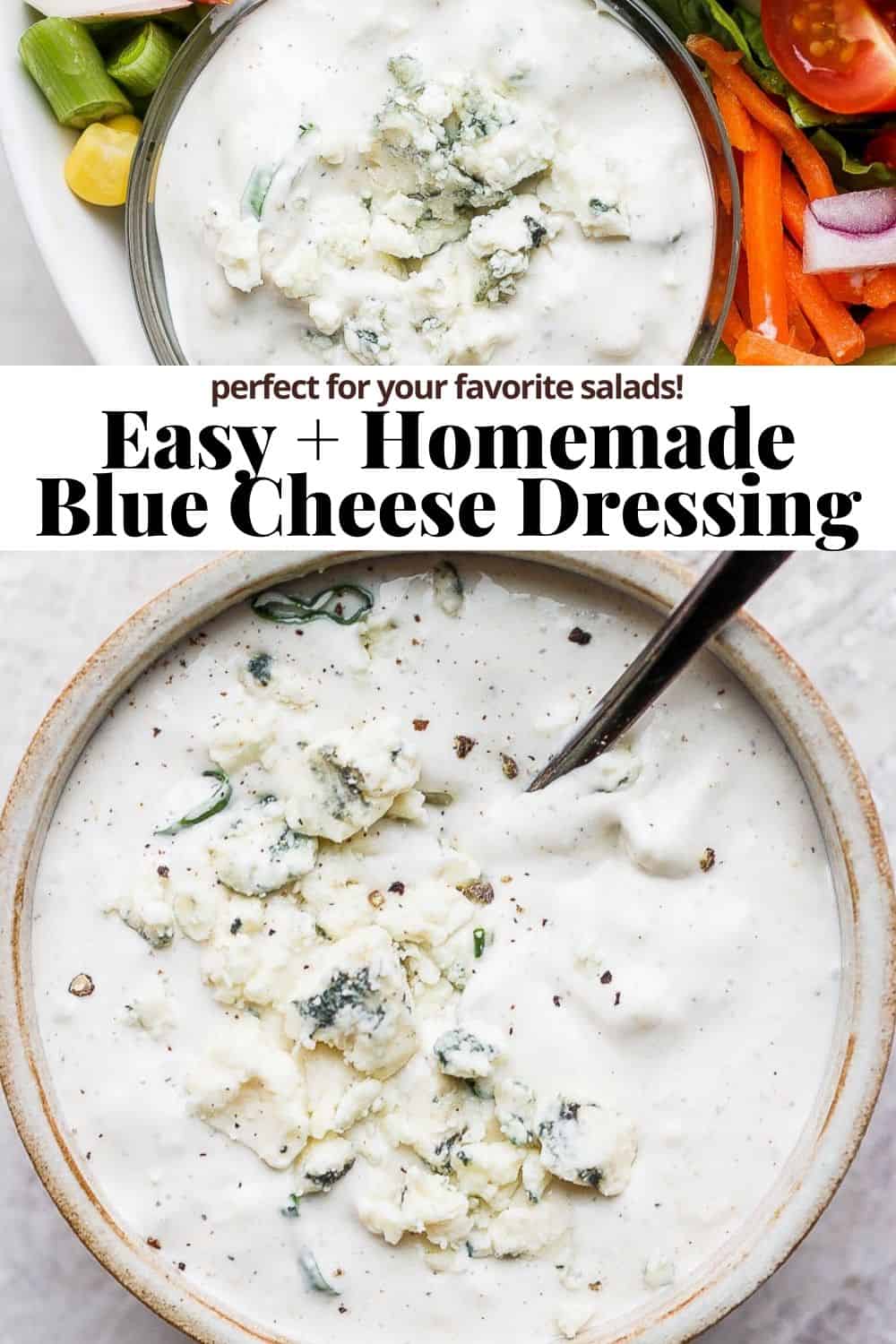 Pinterest image for blue cheese dressing.