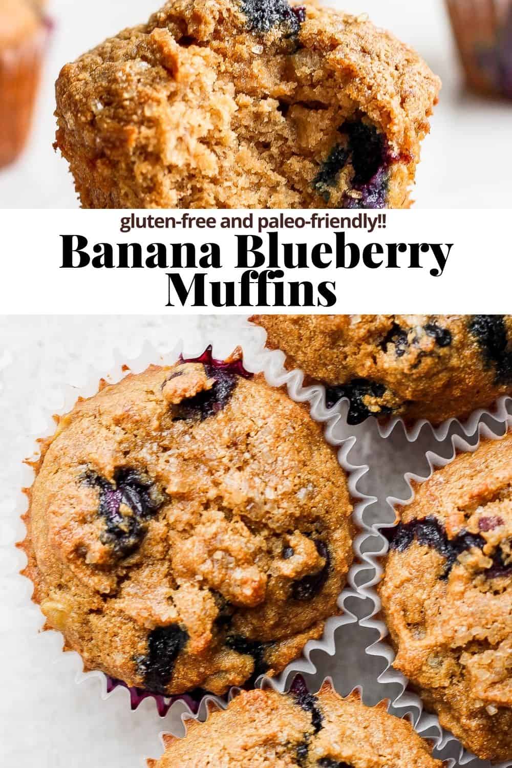 Pinterest image for blueberry banana muffins.