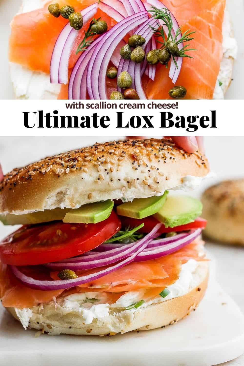 Pinterest image for an ultimate lox bagel.