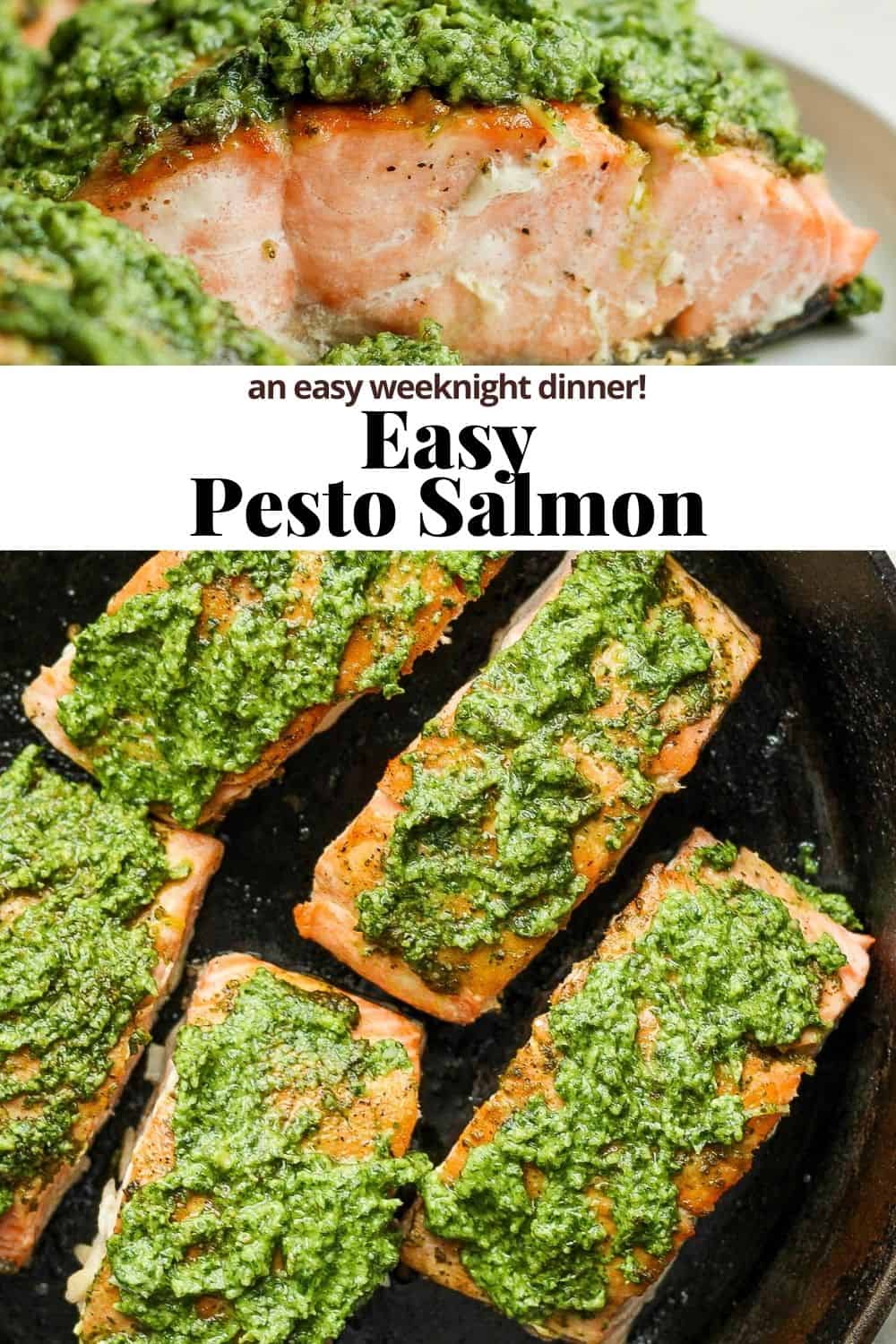 Pinterest image for pesto salmon.