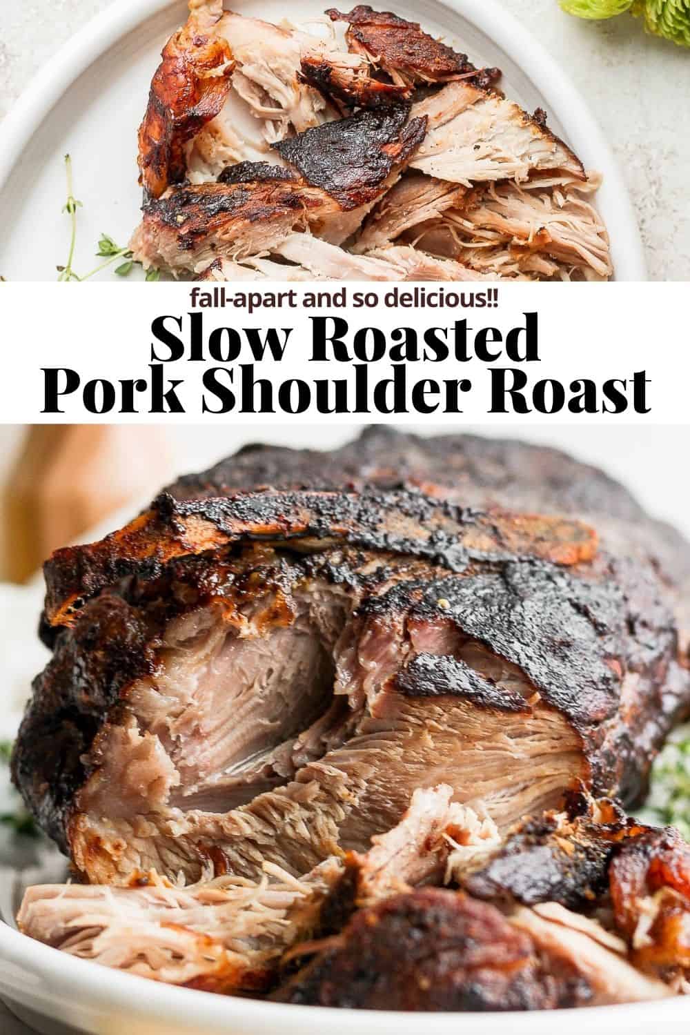 Pinterest image for pork shoulder roast.