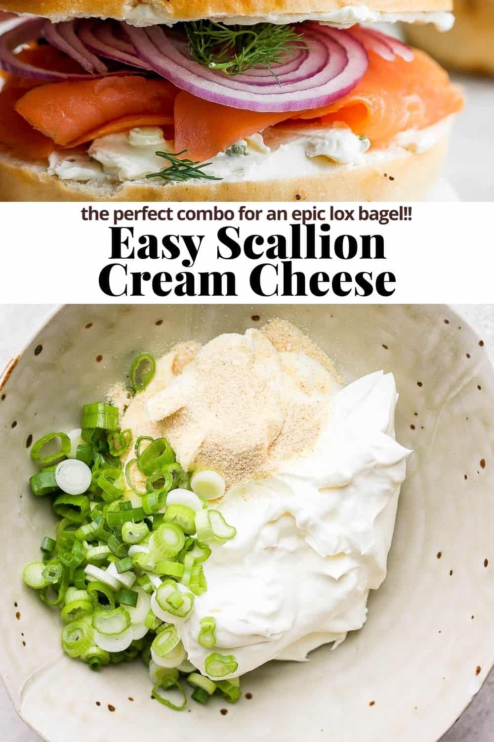 Pinterest image for scallion cream cheese.