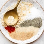 A plate of homemade burger seasoning.