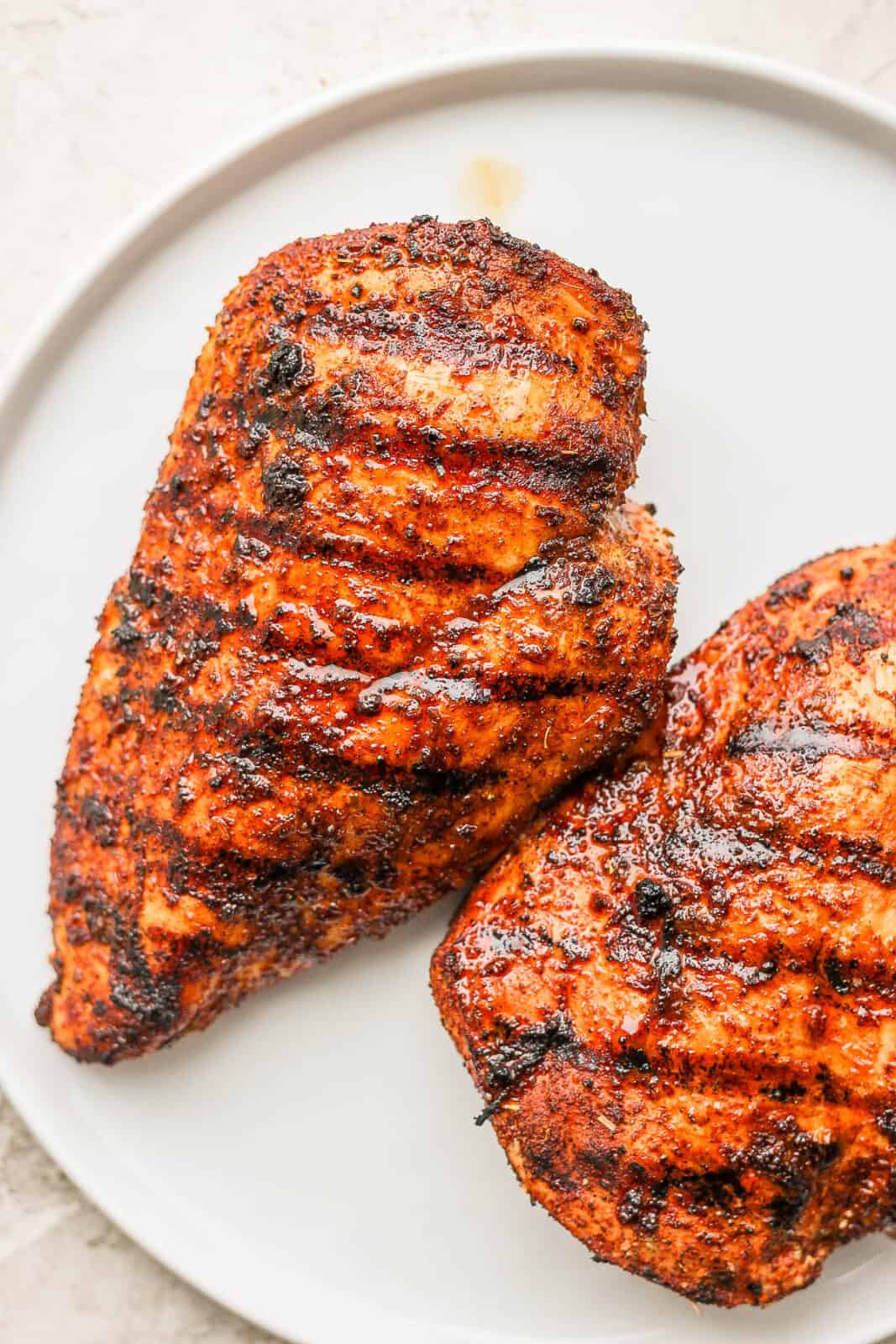 Chipotle seasoning on grilled chicken breasts.