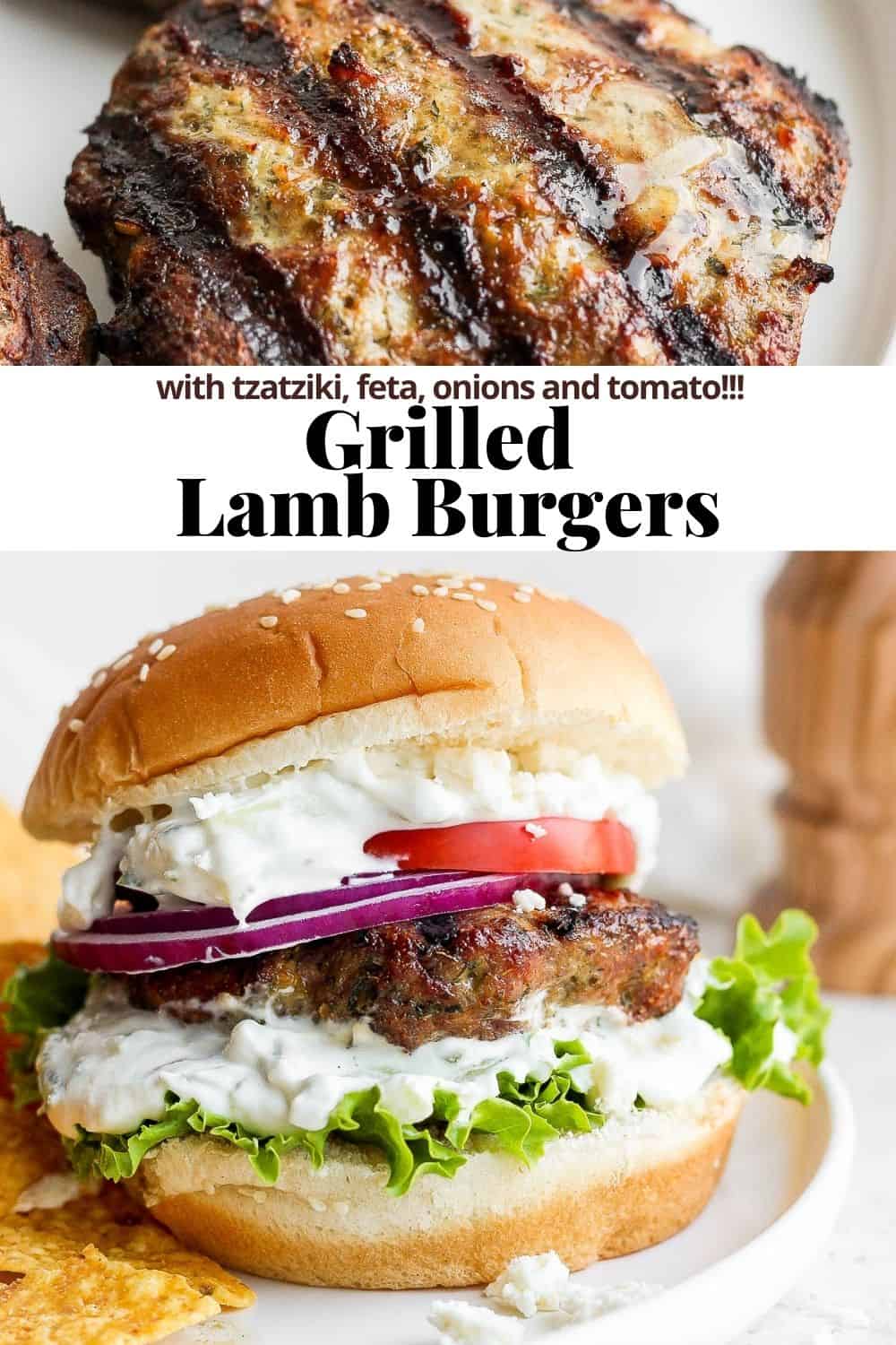 Pinterest image for lamb burgers.