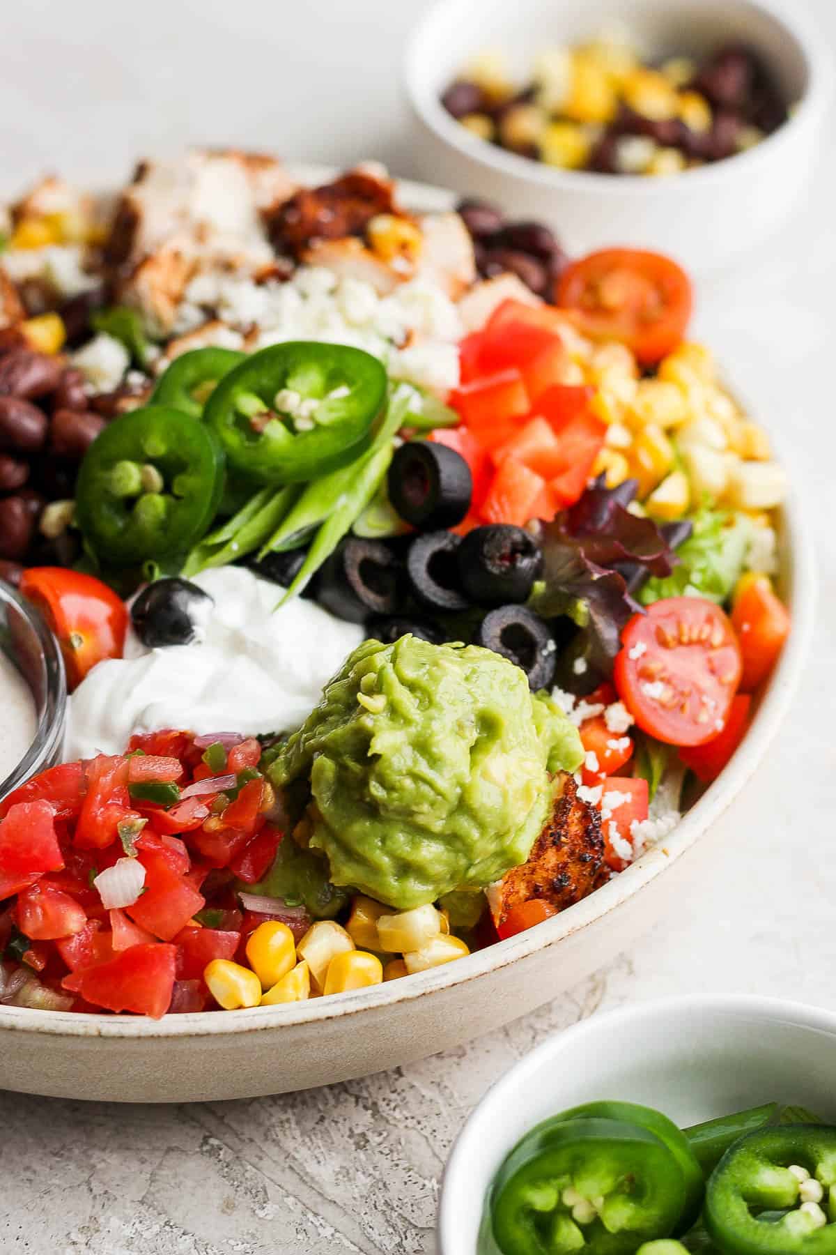 A southwest salad in a large bowl.